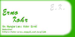 erno kohr business card