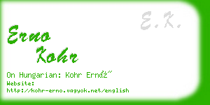 erno kohr business card